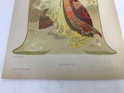 Lot 232 - Georges De Feure, 1868-1943. Art Nouveau lithograph, “Aquarelle”. Lemereier, Paris