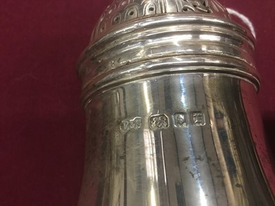 Lot 217 - 1930s silver sugar caster in the Georgian style.