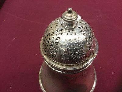 Lot 217 - 1930s silver sugar caster in the Georgian style.