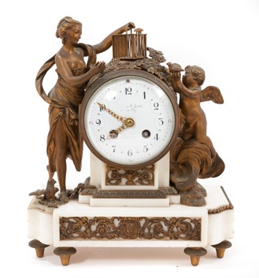 Lot 659 - 19th century French mantel clock in marble and ormolu case, 31cm high