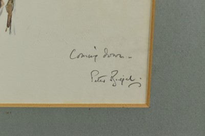 Lot 1039 - Peter Biegel (1913-1987) pencil and watercolour - 'Coming Down' signed and inscribed, 23cm x 28cm, in glazed frame