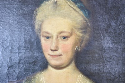 Lot 188 - English School, late 18th century, oil on canvas - portrait of a lady, ‘Mrs Milbourne’ 90cm x 70cm, in gilt frame