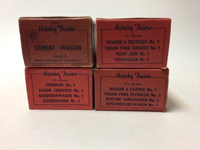 Lot 23 - Hornby O gauge selection of boxed Wagons including No.) Fish Van, No.1 Petrol Tank Wagon, No.1 Cattle Truck and others (10)