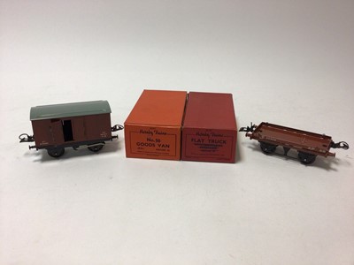 Lot 26 - Hornby O gauge selection of boxed Wagons including No.1 Wagon, No.50 Salt Wagon "Saxa", Meat Van and others (12)