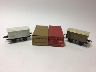 Lot 26 - Hornby O gauge selection of boxed Wagons including No.1 Wagon, No.50 Salt Wagon "Saxa", Meat Van and others (12)