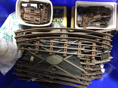 Lot 46 - Railway large selection of O gauge track and clips, tinplae and wooden (3 boxes)