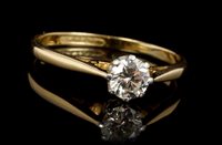 Lot 405 - Diamond single stone ring, the round brilliant...