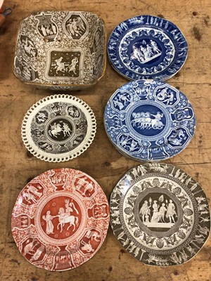 Lot 28 - Quantity of 19th century English transfer printed pearlware plates and dishes, decorated with Greek patterns