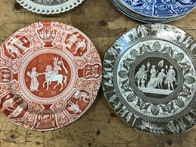 Lot 28 - Quantity of 19th century English transfer printed pearlware plates and dishes, decorated with Greek patterns