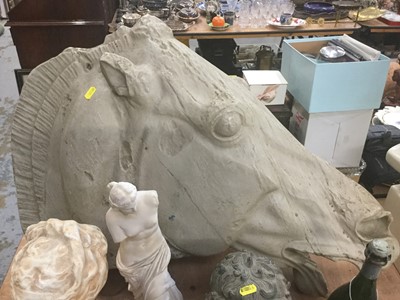 Lot 410 - Large contemporary resin / fibreglass replica of the Greek Selene Horse Head, 81cm in length