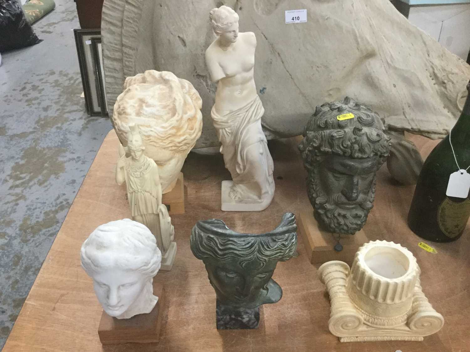 Lot 411 - Group of reproduction classical busts and figures