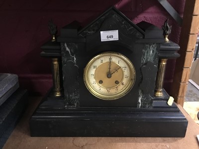 Lot 649 - 19th century black slate mantel clock and one other mantel clock (2)