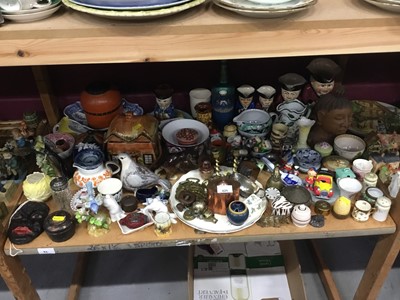 Lot 625 - Sundry china and collectables, including cottage ware, Crown Staffordshire figures, continental figures, crotal bells, etc