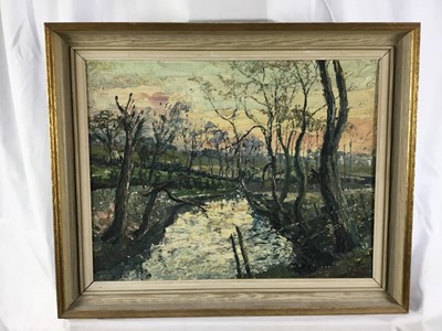 Lot 34 - Harold Warner (1914-2010) oil on board, ‘River Colne Early Morning’, 45cm x 35cm, framed