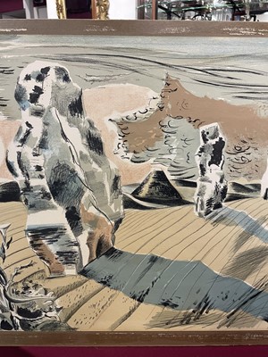 Lot 1142 - Paul Nash (1889-1946) signed lithograph - Avebury, Landscape of the Megaliths, 1937, signed in pencil lower right, 50.5cm x 76cm, in glazed frame