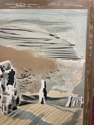 Lot 1142 - Paul Nash (1889-1946) signed lithograph - Avebury, Landscape of the Megaliths, 1937, signed in pencil lower right, 50.5cm x 76cm, in glazed frame