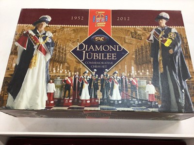 Lot 1956 - Studio Anne Charlton Diamond Jubilee chess set, Corgi Golden Jubilee model of the Royal Coach, another similar