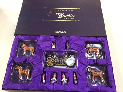 Lot 1956 - Studio Anne Charlton Diamond Jubilee chess set, Corgi Golden Jubilee model of the Royal Coach, another similar