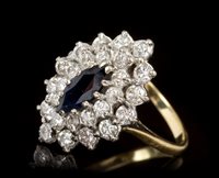 Lot 413 - Sapphire and diamond cocktail ring, the...