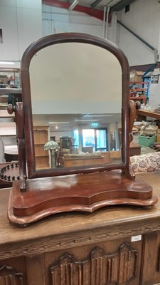 Lot 1028 - Victorian mahogany toilet mirror, another smaller mirror and a miniature longcase clock (3)