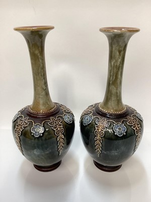 Lot 1133 - Pair of Royal Doulton stoneware vases and three others