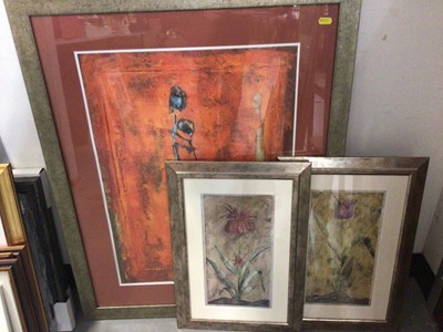 Lot 306 - Franz Heigl signed print- Afternoon Siesta, Tuscany, Geoff Sloman watercolour study- Barges on the Thames, one other nautical watercolour and various other contemporary prints