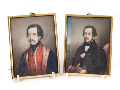 Lot 713 - Pair of 19th century portrait miniatures on ivory