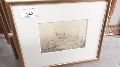 Lot 342 - Collection of 7 framed early pencil drawings including John Wodderspoon of castles (7)