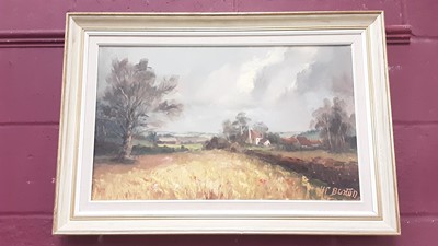 Lot 338 - H. T Burton signed oil on canvas - Summer landscape