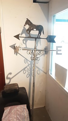 Lot 1164 - Old metal weather vane with horse surmount