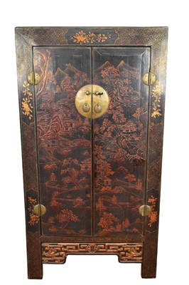 Lot 1335 - Antique Chinese lacquered cabinet