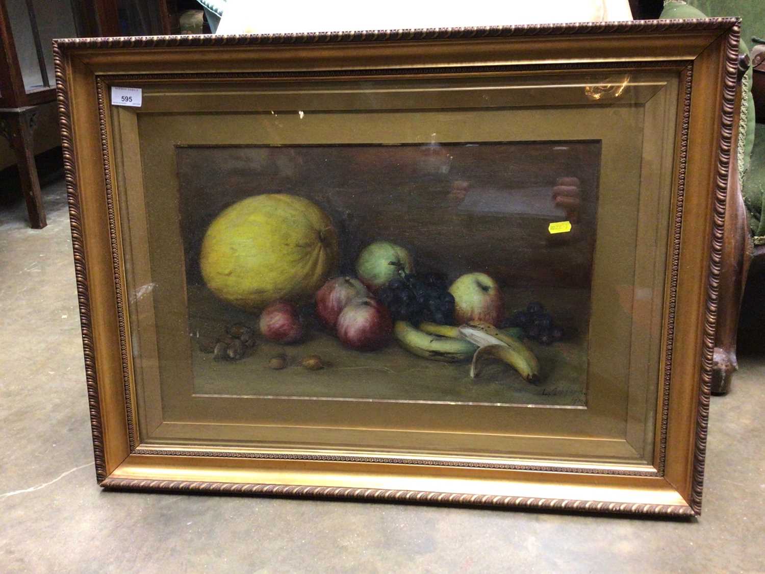 Lot 595 - Oil on canvas still life