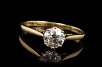 Lot 420 - Diamond single stone ring, the old cut diamond...