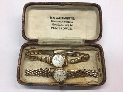 Lot 864 - Ladies 9ct gold Roamer wristwatch on 9ct gold bracelet and 18ct gold cased MuDu wristwatch on plated bracelet (2)