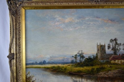Lot 1084 - Daniel Sherrin (1868-1940) oil on canvas - River Landscape with a Church, signed, 51cm x 76cm, in gilt frame