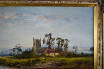 Lot 1084 - Daniel Sherrin (1868-1940) oil on canvas - River Landscape with a Church, signed, 51cm x 76cm, in gilt frame