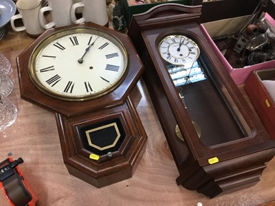 Lot 307 - Victorian drop dial wall clock and another wall clock