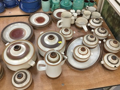 Lot 420 - Denby stoneware dinner service together with other Denby items and a Greek pottery coffee set.