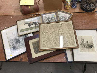 Lot 429 - Pencil study of a court room at the Old Bailey, 19th century engraving of a cartoon, map and other pictures and engravings.