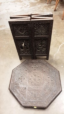 Lot 1111 - Indian carved wooden collapsible table