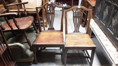 Lot 1185 - Four 18th century oak country chairs