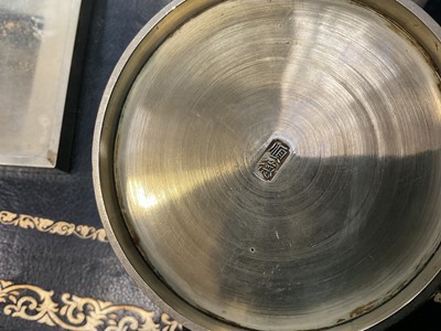 Lot 708 - Late 19th/early 20th century Chinese metalwork opium pipe and other related paraphernalia