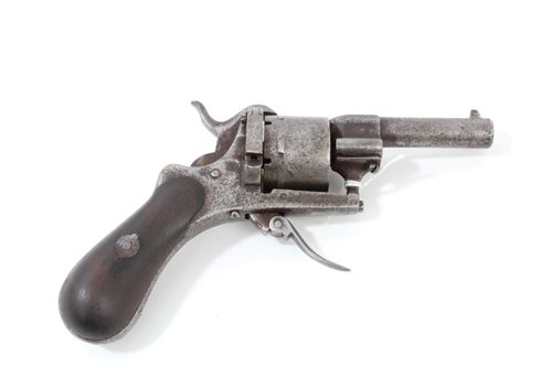 Lot 906 - Late 19th century Belgian pin-fire revolver...