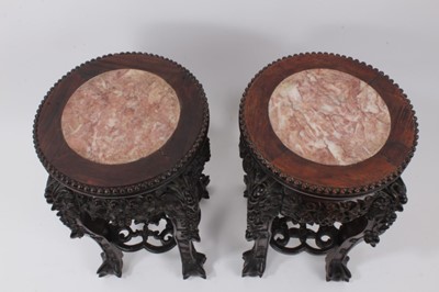 Lot 29 - Pair impressive late 19th century Japanese Satsuma earthenware vases and pair hardwood stands