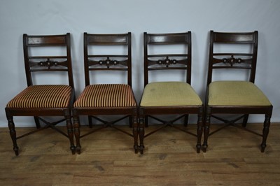 Lot 1389 - Set of four Regency mahogany bar back dining chairs