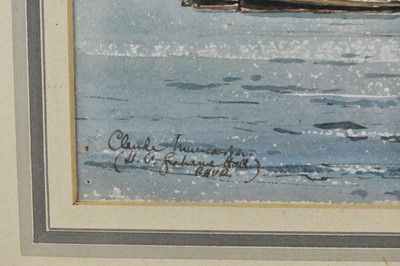 Lot 1167 - *Claude Muncaster (Grahame Hall) RWS RBA ROI SMA (1903-1974) watercolour - 'La Grandiere' A French Sloop at Gibraltar, signed, 29.5cm x 22cm, mounted in glazed frame