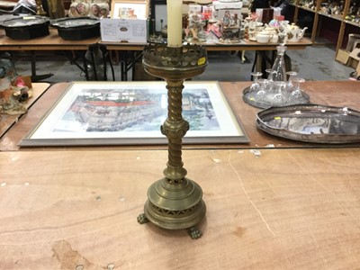 Lot 437 - Gothic brass alter candlestick