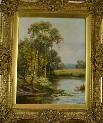 Lot 1085 - Daniel Sherrin (1868-1940) oil on canvas - River Landscape, signed, 56cm x 45cm, in gilt frame