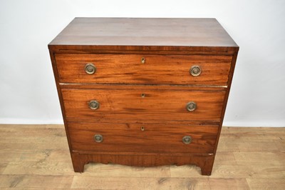 Lot 1372 - Small Regency mahogany chest of three drawers