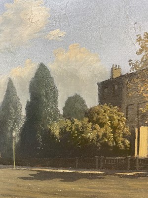 Lot 1166 - *Algernon Newton (1880-1968) oil on board - Upper Park Road, Hampstead, signed and dated '39, 15cm x 22cm, mounted in glazed frame